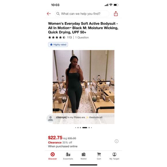 Women's Soft Active Bodysuit Size XL All In Motion Black Moisture Wicking Drying - Picture 11 of 11